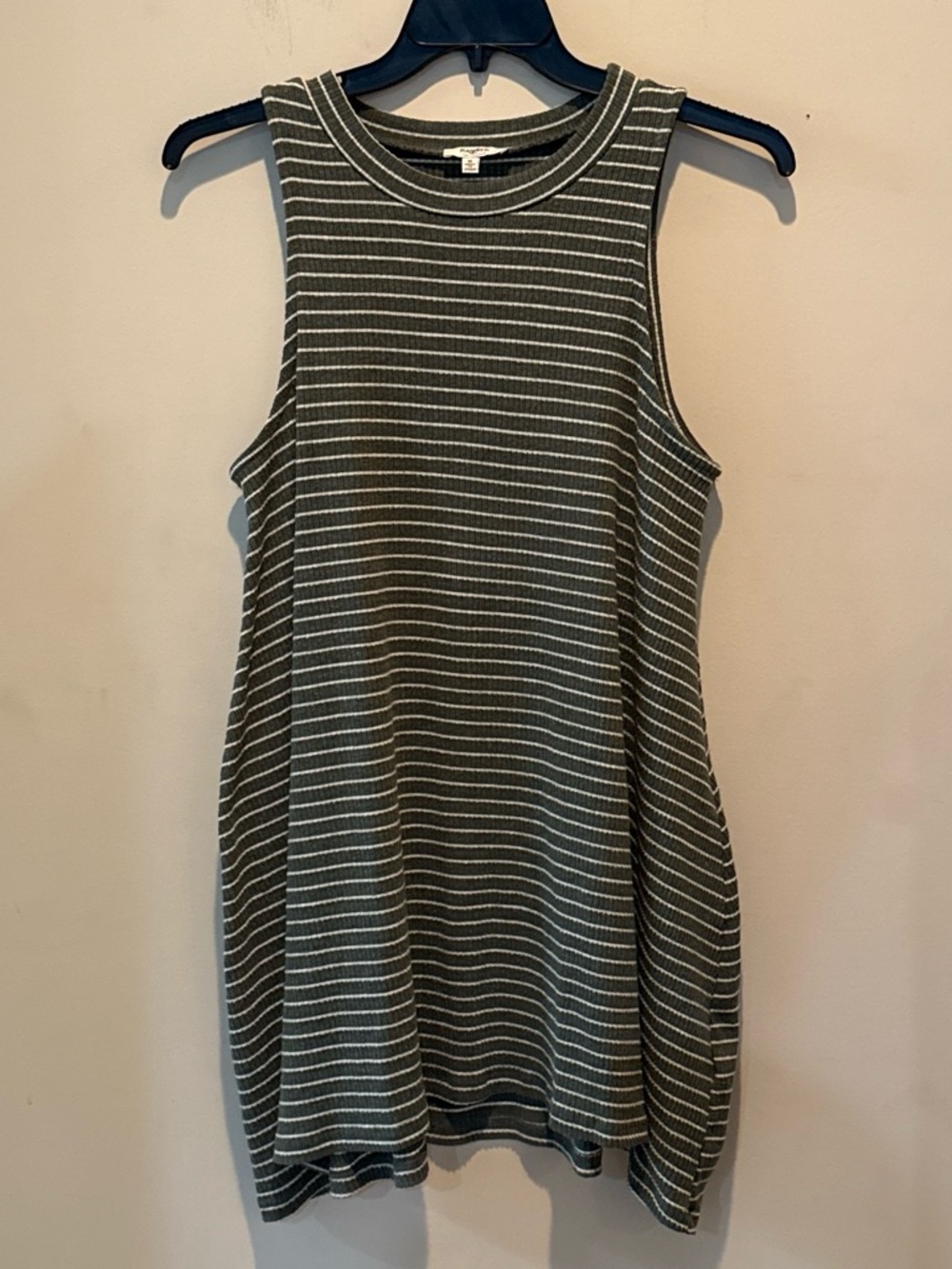 Hayden Olive Green & White Striped Midi Tank Dress